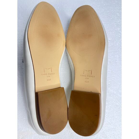 Marc Fisher LTD Elenda Leather Flat Slip-on Cream Loafers size 8.5 New - Picture 8 of 9